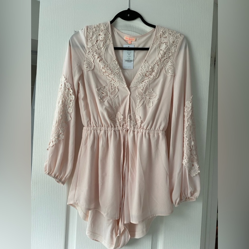 Showpo Pink Wrap Jumpsuit with 3/4 Sleeves